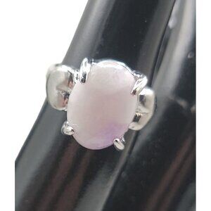 Purple Moonstone Ring Silver Plated Size 5.5 Heart Side Accents Vintage